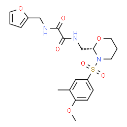 ChemSpider 2D Image | N-(2-Furylmethyl)-N'-({(2S)-3-[(4-methoxy-3-methylphenyl)sulfonyl]-1,3-oxazinan-2-yl}methyl)ethanediamide | C20H25N3O7S