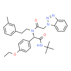 ChemSpider 2D Image | 2-(1H-Benzotriazol-1-yl)-N-{(1S)-1-(4-ethoxyphenyl)-2-[(2-methyl-2-propanyl)amino]-2-oxoethyl}-N-[2-(3-methylphenyl)ethyl]acetamide | C31H37N5O3