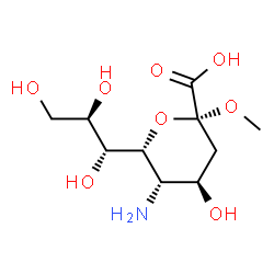 ChemSpider 2D Image | Methyl (6R)-5-ammonio-3,5-dideoxy-6-[(1R,2R)-1,2,3-trihydroxypropyl]-alpha-D-threo-hex-2-ulopyranosidonate | C10H19NO8