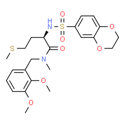 ChemSpider 2D Image | N~2~-(2,3-Dihydro-1,4-benzodioxin-6-ylsulfonyl)-N-(2,3-dimethoxybenzyl)-N-methyl-D-methioninamide | C23H30N2O7S2
