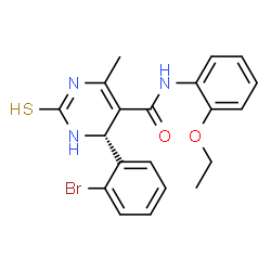 ChemSpider 2D Image | (6R)-6-(2-Bromophenyl)-N-(2-ethoxyphenyl)-4-methyl-2-sulfanyl-1,6-dihydro-5-pyrimidinecarboxamide | C20H20BrN3O2S