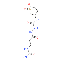 ChemSpider 2D Image | 2-[3-(Carbamoylamino)propanoyl]-N-[(3S)-1,1-dioxidotetrahydro-3-thiophenyl]hydrazinecarboxamide (non-preferred name) | C9H17N5O5S