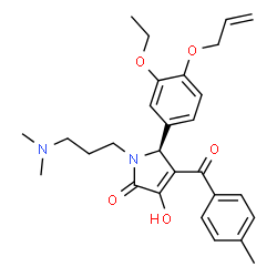 ChemSpider 2D Image | (5S)-5-[4-(Allyloxy)-3-ethoxyphenyl]-1-[3-(dimethylamino)propyl]-3-hydroxy-4-(4-methylbenzoyl)-1,5-dihydro-2H-pyrrol-2-one | C28H34N2O5