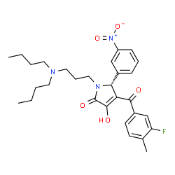 ChemSpider 2D Image | (5R)-1-[3-(Dibutylamino)propyl]-4-(3-fluoro-4-methylbenzoyl)-3-hydroxy-5-(3-nitrophenyl)-1,5-dihydro-2H-pyrrol-2-one | C29H36FN3O5