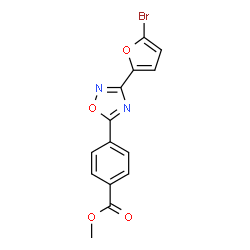 ChemSpider 2D Image | Methyl 4-[3-(5-bromo-2-furyl)-1,2,4-oxadiazol-5-yl]benzoate | C14H9BrN2O4
