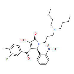 ChemSpider 2D Image | (5S)-1-[3-(Dibutylamino)propyl]-4-(3-fluoro-4-methylbenzoyl)-3-hydroxy-5-(2-nitrophenyl)-1,5-dihydro-2H-pyrrol-2-one | C29H36FN3O5