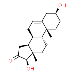 ChemSpider 2D Image | (3beta,8alpha,9beta,17beta)-3,17-Dihydroxyandrost-5-en-16-one | C19H28O3