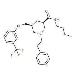 ChemSpider 2D Image | (3R,5S)-N-Butyl-1-(2-phenylethyl)-5-{[3-(trifluoromethyl)phenoxy]methyl}-3-piperidinecarboxamide | C26H33F3N2O2
