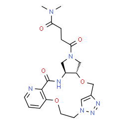 ChemSpider 2D Image | N,N-Dimethyl-4-oxo-4-[(4S,8S)-10-oxo-3,17-dioxa-6,9,12,20,21,22-hexaazatetracyclo[18.2.1.0~4,8~.0~11,16~]tricosa-1(23),11,13,15,21-pentaen-6-yl]butanamide | C21H27N7O5