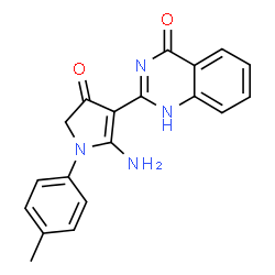 ChemSpider 2D Image | 2-[2-Amino-1-(4-methylphenyl)-4-oxo-4,5-dihydro-1H-pyrrol-3-yl]-4(1H)-quinazolinone | C19H16N4O2