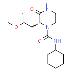 ChemSpider 2D Image | Methyl [(2R)-1-(cyclohexylcarbamoyl)-3-oxo-2-piperazinyl]acetate | C14H23N3O4