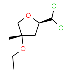 ChemSpider 2D Image | 2,5-Anhydro-1,1-dichloro-1,3-dideoxy-4-O-ethyl-4-C-methyl-D-erythro-pentitol | C8H14Cl2O2