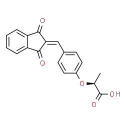 ChemSpider 2D Image | (2S)-2-{4-[(1,3-Dioxo-1,3-dihydro-2H-inden-2-ylidene)methyl]phenoxy}propanoic acid | C19H14O5