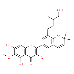 ChemSpider 2D Image | 5,7-Dihydroxy-8'-(4-hydroxy-3-methylbutyl)-3,6-dimethoxy-2',2'-dimethyl-2'H,4H-2,6'-bichromen-4-one | C27H30O8
