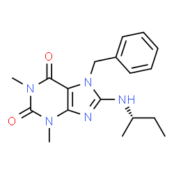 ChemSpider 2D Image | 7-Benzyl-8-[(2S)-2-butanylamino]-1,3-dimethyl-3,7-dihydro-1H-purine-2,6-dione | C18H23N5O2