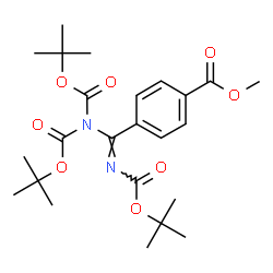ChemSpider 2D Image | Methyl 4-(N,N,N'-tris{[(2-methyl-2-propanyl)oxy]carbonyl}carbamimidoyl)benzoate | C24H34N2O8