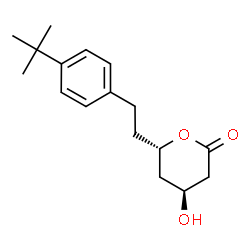 ChemSpider 2D Image | (4S,6S)-4-Hydroxy-6-{2-[4-(2-methyl-2-propanyl)phenyl]ethyl}tetrahydro-2H-pyran-2-one | C17H24O3