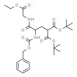 ChemSpider 2D Image | Bis(2-methyl-2-propanyl) (2-{[(benzyloxy)carbonyl]amino}-3-[(2-ethoxy-2-oxoethyl)amino]-3-oxopropyl)malonate (non-preferred name) | C26H38N2O9