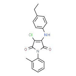 ChemSpider 2D Image | 3-Chloro-4-[(4-ethylphenyl)amino]-1-(2-methylphenyl)-1H-pyrrole-2,5-dione | C19H17ClN2O2