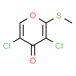 ChemSpider 2D Image | 3,5-Dichloro-2-(methylsulfanyl)-4H-pyran-4-one | C6H4Cl2O2S