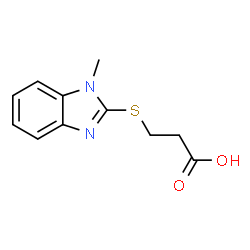 ChemSpider 2D Image | 3-(1-Methyl-1H-benzoimidazol-2-ylsulfanyl)propionic acid | C11H12N2O2S