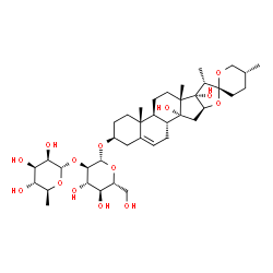 ChemSpider 2D Image | (3beta,25R)-14,17-Dihydroxyspirost-5-en-3-yl 2-O-(6-deoxy-alpha-L-mannopyranosyl)-beta-D-glucopyranoside | C39H62O14