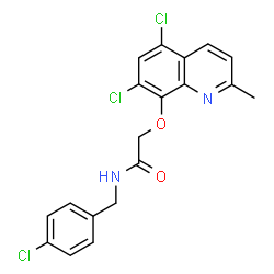 ChemSpider 2D Image | N-(4-Chlorobenzyl)-2-[(5,7-dichloro-2-methyl-8-quinolinyl)oxy]acetamide | C19H15Cl3N2O2