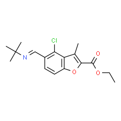 ChemSpider 2D Image | ethyl 5-[(E)-(tert-butylimino)methyl]-4-chloro-3-methyl-1-benzofuran-2-carboxylate | C17H20ClNO3