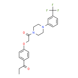 ChemSpider 2D Image | 1-[4-(2-Oxo-2-{4-[3-(trifluoromethyl)phenyl]-1-piperazinyl}ethoxy)phenyl]-1-propanone | C22H23F3N2O3