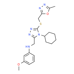 ChemSpider 2D Image | N-[(4-Cyclohexyl-5-{[(5-methyl-1,3,4-oxadiazol-2-yl)methyl]sulfanyl}-4H-1,2,4-triazol-3-yl)methyl]-3-methoxyaniline | C20H26N6O2S