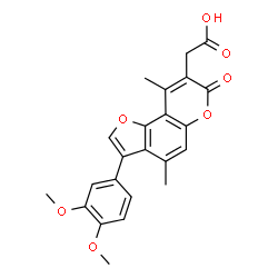 ChemSpider 2D Image | [3-(3,4-Dimethoxyphenyl)-4,9-dimethyl-7-oxo-7H-furo[2,3-f]chromen-8-yl]acetic acid | C23H20O7