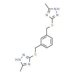 ChemSpider 2D Image | 1H-1,2,4-triazole, 5,5'-[1,3-phenylenebis(methylenethio)]bis[3-methyl- | C14H16N6S2