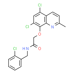 ChemSpider 2D Image | N-(2-Chlorobenzyl)-2-[(5,7-dichloro-2-methyl-8-quinolinyl)oxy]acetamide | C19H15Cl3N2O2