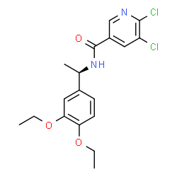 ChemSpider 2D Image | 5,6-Dichloro-N-[(1R)-1-(3,4-diethoxyphenyl)ethyl]nicotinamide | C18H20Cl2N2O3