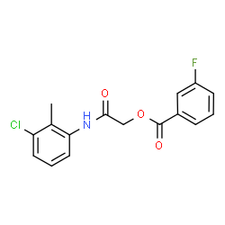 ChemSpider 2D Image | 2-[(3-Chloro-2-methylphenyl)amino]-2-oxoethyl 3-fluorobenzoate | C16H13ClFNO3
