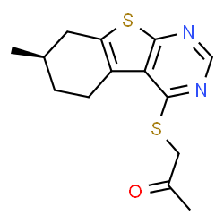 ChemSpider 2D Image | 1-{[(7R)-7-Methyl-5,6,7,8-tetrahydro[1]benzothieno[2,3-d]pyrimidin-4-yl]sulfanyl}acetone | C14H16N2OS2