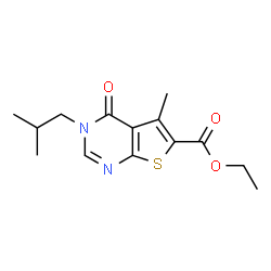 ChemSpider 2D Image | Ethyl 3-isobutyl-5-methyl-4-oxo-3,4-dihydrothieno[2,3-d]pyrimidine-6-carboxylate | C14H18N2O3S