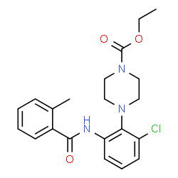 ChemSpider 2D Image | Ethyl 4-{2-chloro-6-[(2-methylbenzoyl)amino]phenyl}-1-piperazinecarboxylate | C21H24ClN3O3