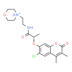 ChemSpider 2D Image | 4-[2-({(2S)-2-[(6-Chloro-3,4-dimethyl-2-oxo-2H-chromen-7-yl)oxy]propanoyl}amino)ethyl]morpholin-4-ium | C20H26ClN2O5