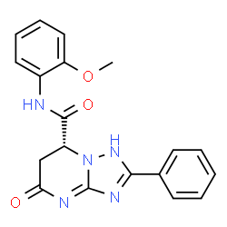 ChemSpider 2D Image | (7R)-N-(2-Methoxyphenyl)-5-oxo-2-phenyl-1,5,6,7-tetrahydro[1,2,4]triazolo[1,5-a]pyrimidine-7-carboxamide | C19H17N5O3