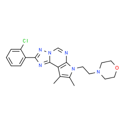 ChemSpider 2D Image | 2-(2-Chlorophenyl)-8,9-dimethyl-7-[2-(4-morpholinyl)ethyl]-7H-pyrrolo[3,2-e][1,2,4]triazolo[1,5-c]pyrimidine | C21H23ClN6O