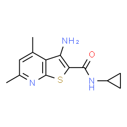 ChemSpider 2D Image | 3-Amino-N-cyclopropyl-4,6-dimethylthieno[2,3-b]pyridine-2-carboxamide | C13H15N3OS