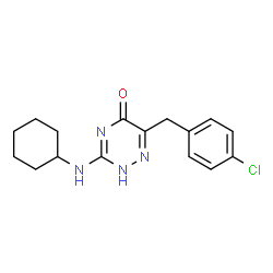 ChemSpider 2D Image | 6-(4-Chlorobenzyl)-3-(cyclohexylamino)-1,2,4-triazin-5(2H)-one | C16H19ClN4O