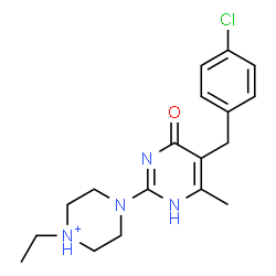ChemSpider 2D Image | 4-[5-(4-Chlorobenzyl)-6-methyl-4-oxo-1,4-dihydro-2-pyrimidinyl]-1-ethylpiperazin-1-ium | C18H24ClN4O