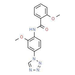 ChemSpider 2D Image | 2-Methoxy-N-[2-methoxy-4-(1H-tetrazol-1-yl)phenyl]benzamide | C16H15N5O3