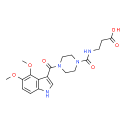 ChemSpider 2D Image | N-({4-[(4,5-Dimethoxy-1H-indol-3-yl)carbonyl]-1-piperazinyl}carbonyl)-beta-alanine | C19H24N4O6