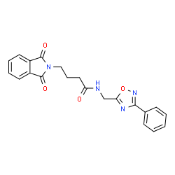 ChemSpider 2D Image | 4-(1,3-Dioxo-1,3-dihydro-2H-isoindol-2-yl)-N-[(3-phenyl-1,2,4-oxadiazol-5-yl)methyl]butanamide | C21H18N4O4