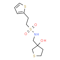 ChemSpider 2D Image | N-[(3-Hydroxytetrahydro-3-thiophenyl)methyl]-2-(2-thienyl)ethanesulfonamide | C11H17NO3S3
