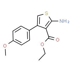 ChemSpider 2D Image | Ethyl 2-amino-4-(4-methoxyphenyl)-3-thiophenecarboxylate | C14H15NO3S