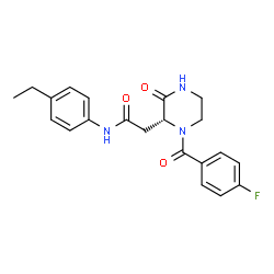 ChemSpider 2D Image | N-(4-Ethylphenyl)-2-[(2R)-1-(4-fluorobenzoyl)-3-oxo-2-piperazinyl]acetamide | C21H22FN3O3